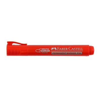 ماژیک وایت برد نوک تخت قرمز فابرکاستل مدل Permanent Round Tip Red