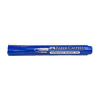 ماژیک وایت برد نوک تخت آبی فابرکاستل مدل Permanent Round Tip Blue