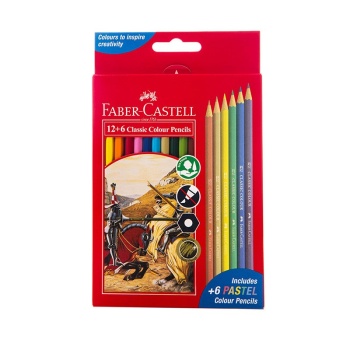 مداد رنگی 12+6 رنگ فابرکاستل مدل Cardboard Box